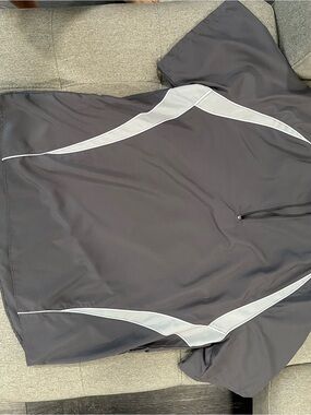 Men's Athletic Windbreaker Pullover Jacket in Charcoal with White Accents